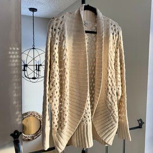 Cozy Casual Open Knit Cardigan - Cream Color, Size M/L